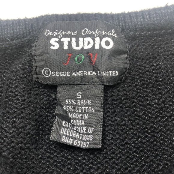 STUDIO JOY Christmas Sweater Sz S Silver Gold Jeweled Trees Designers Originals - Picture 6 of 9